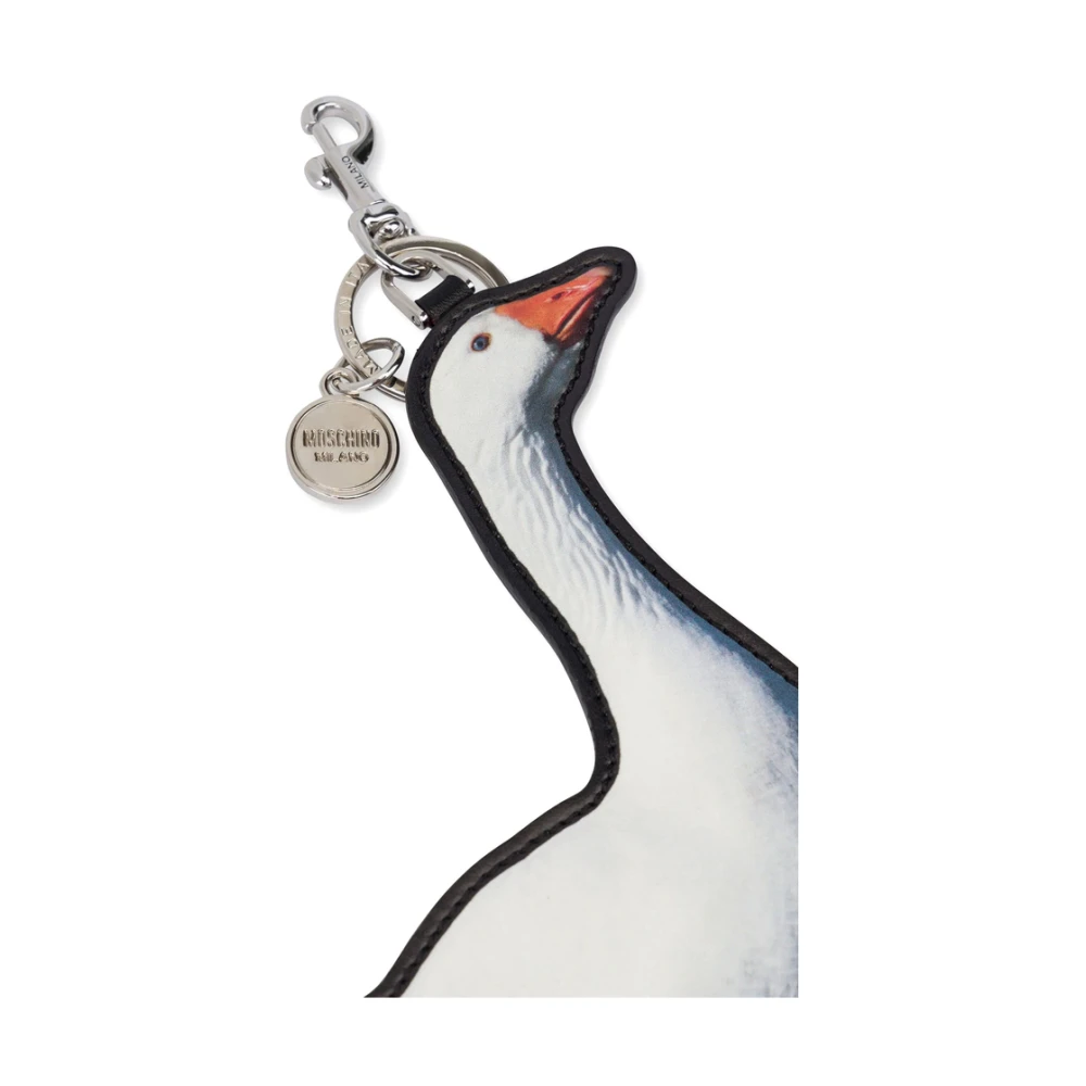 Moschino Ganzenlichaam Sleutelhanger met Ritszak White Dames