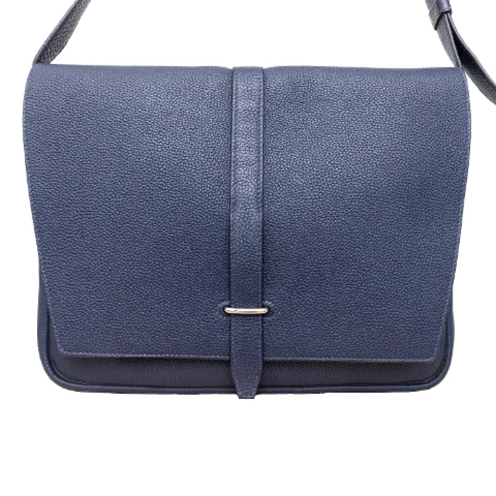 Hermès Vintage Pre-owned Leather crossbody-bags Blue Heren