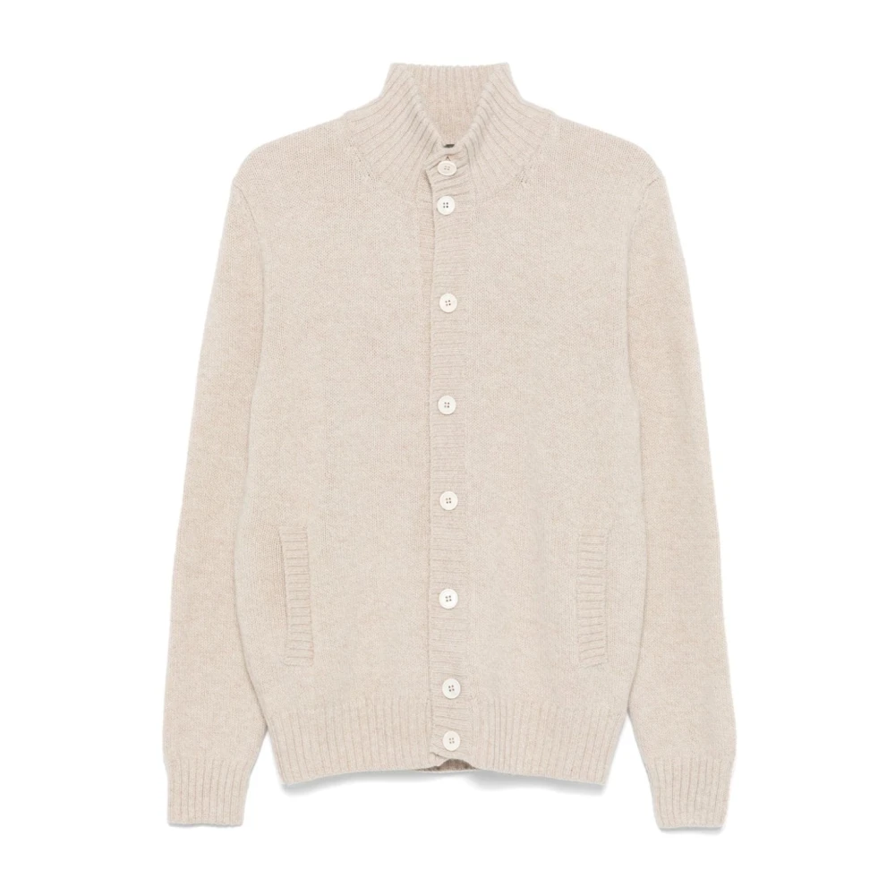 Zanone Ivoor Cardigan Sweaters Zware Knopen Beige Heren