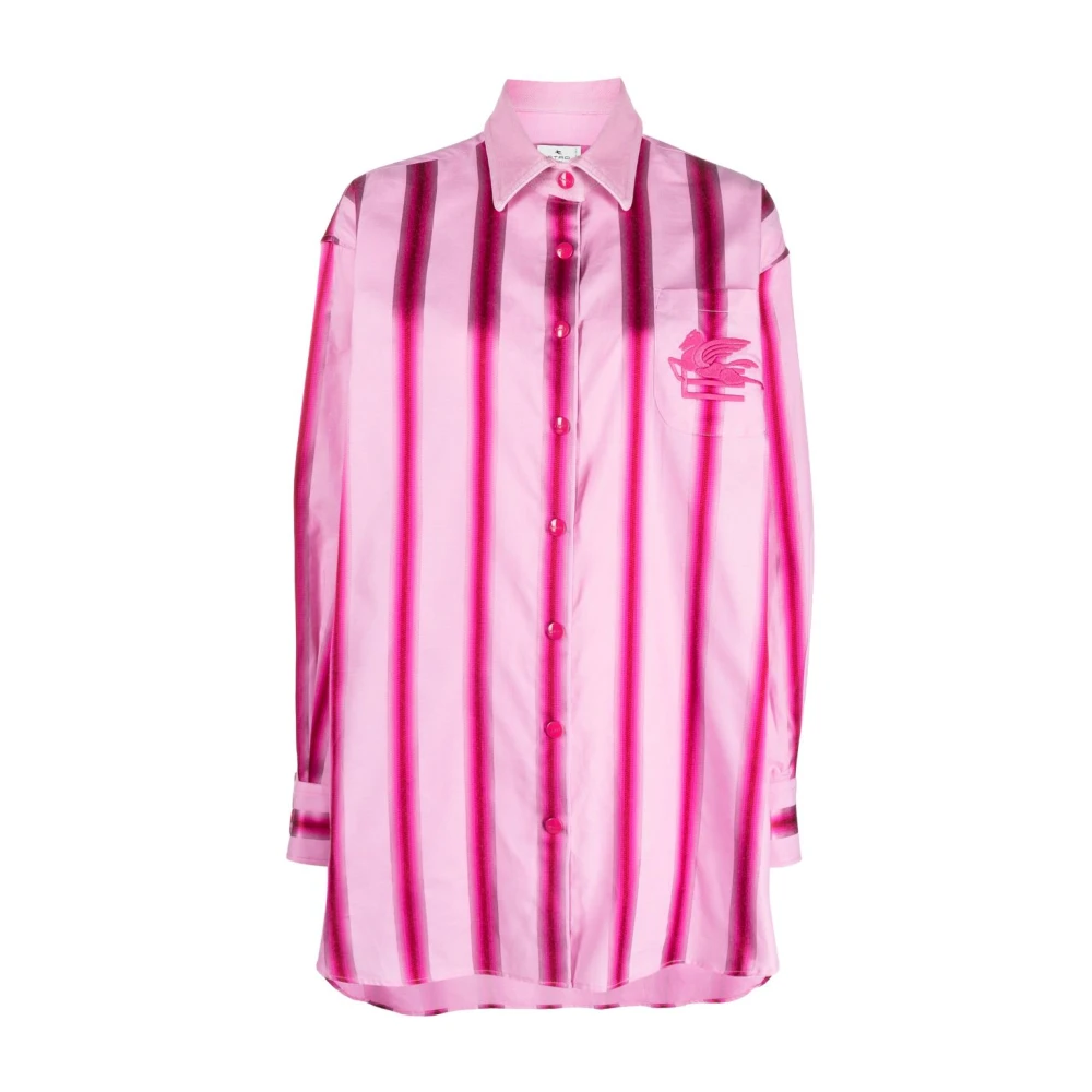 Etro Flamingo Rosa Randig Skjortklänning Pink, Dam