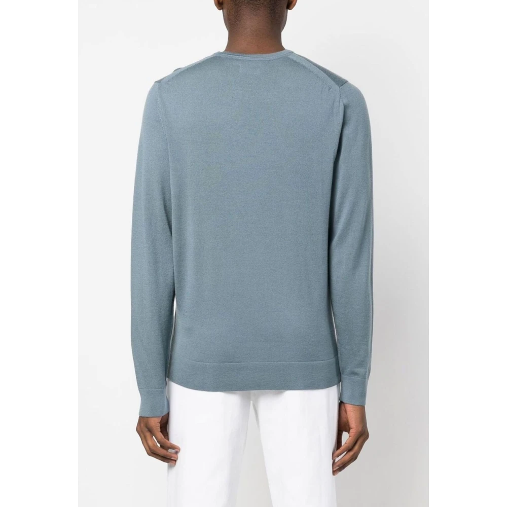 Calvin Klein Superior Wool Crew Neck Sweater Blue Heren