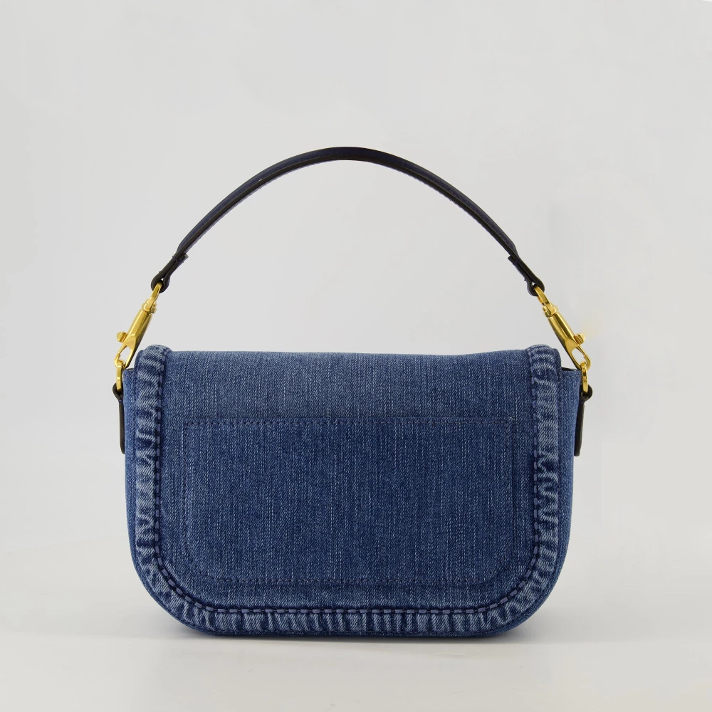 Valentino Garavani Blauwe VLogo Denim Schoudertas Blue Dames