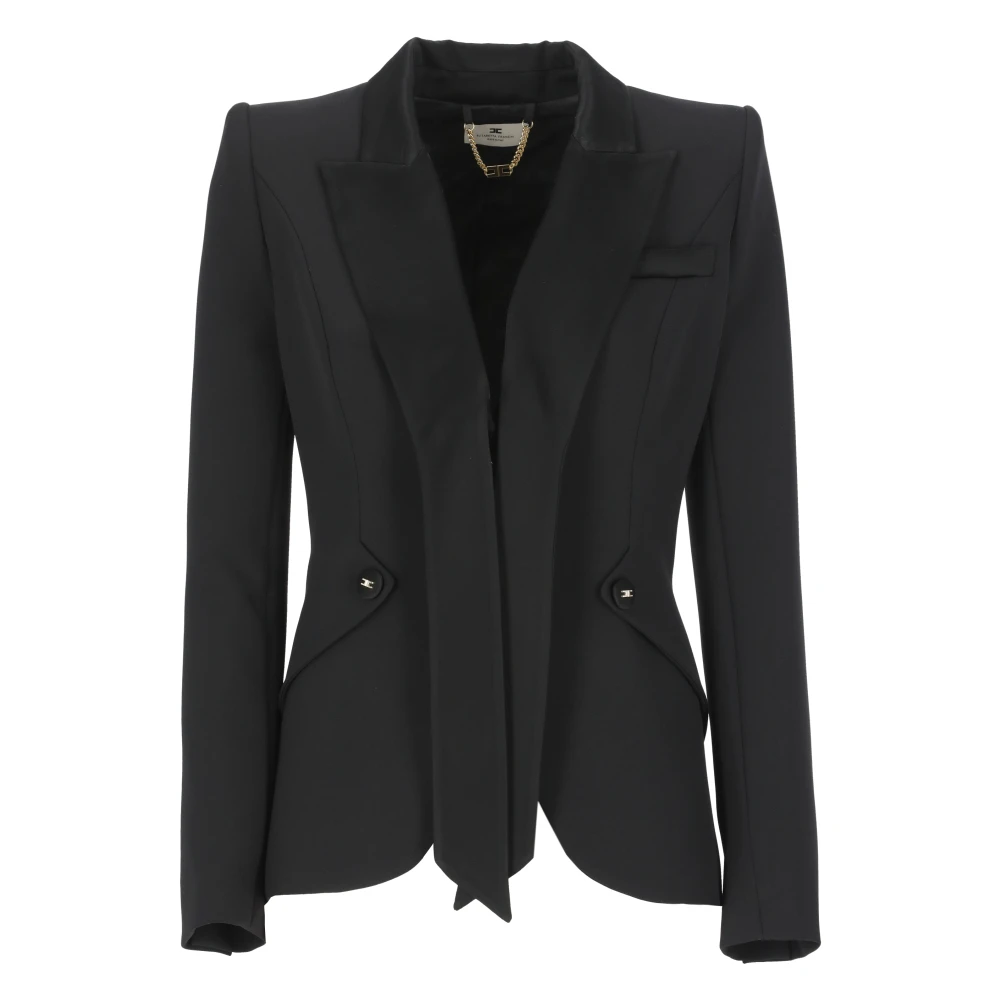 Elisabetta Franchi Svart Peak Revers Jacka Kvinna Black, Dam