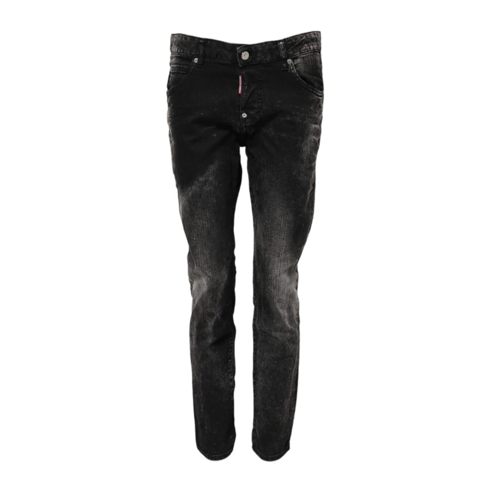 Dsquared2 Black Slim Fit Jeans, Female, Xs, Tapered Denim Jeans With Logo