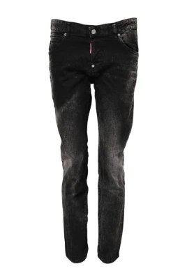 Svarta Tapered Denim Jeans med Logo