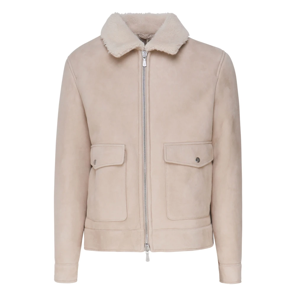 Eleventy Shearling Zip Jas Beige Lam Beige Heren