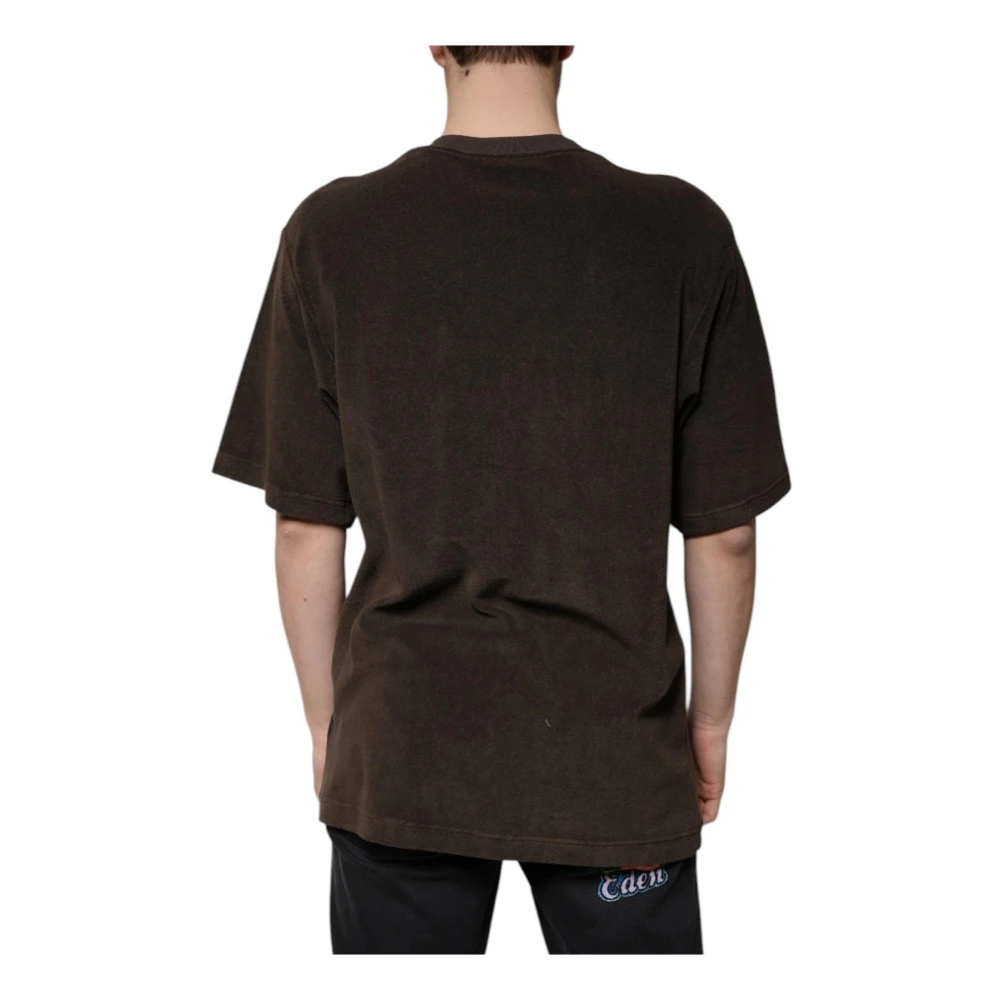 Dolce & Gabbana Bruin Katoenen Crew Neck T-shirt Brown Heren
