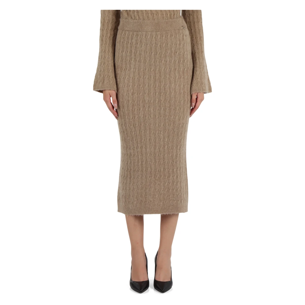 Liu Jo Alpaca gevlochten midi rok Beige Dames