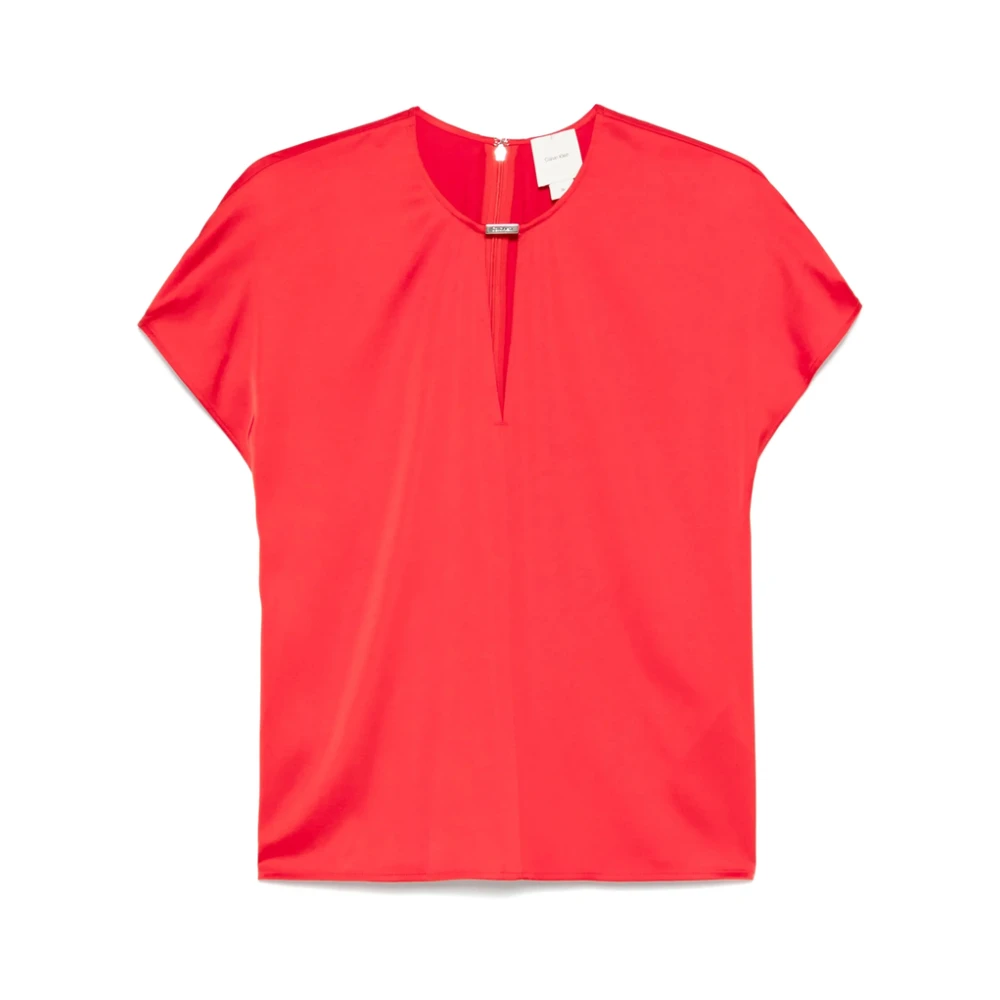 Calvin Klein Rode Shirt met Sleutelgat Hals Red Dames