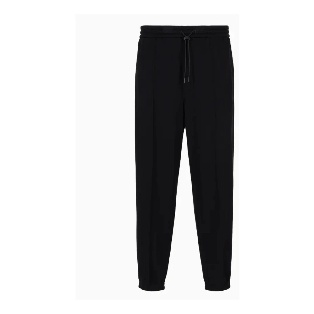 Emporio Armani Zwarte Katoenen Jogger Broek Black Heren