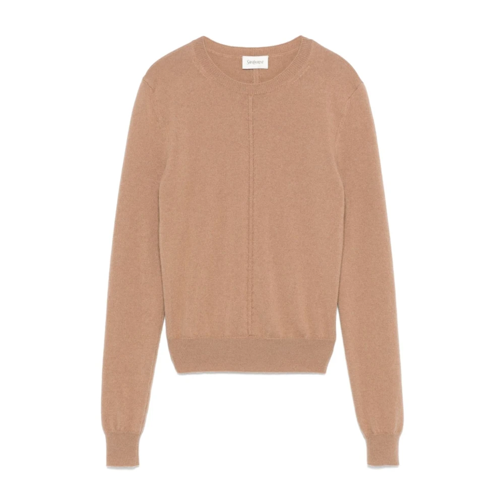 Saint Laurent Bruine Kasjmier Gebreide Trui Brown Dames