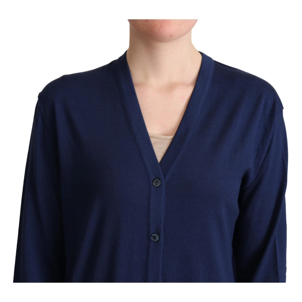 Dolce & Gabbana Blauwe Wollen Vest met Logodetails Blue Dames