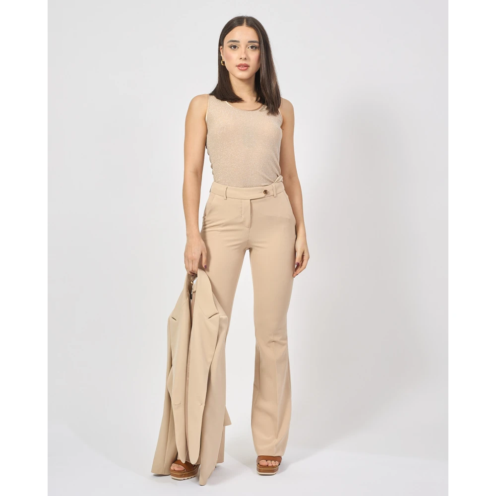 Fracomina Bruine Bootcut Broek met Franse Zakken Brown Dames