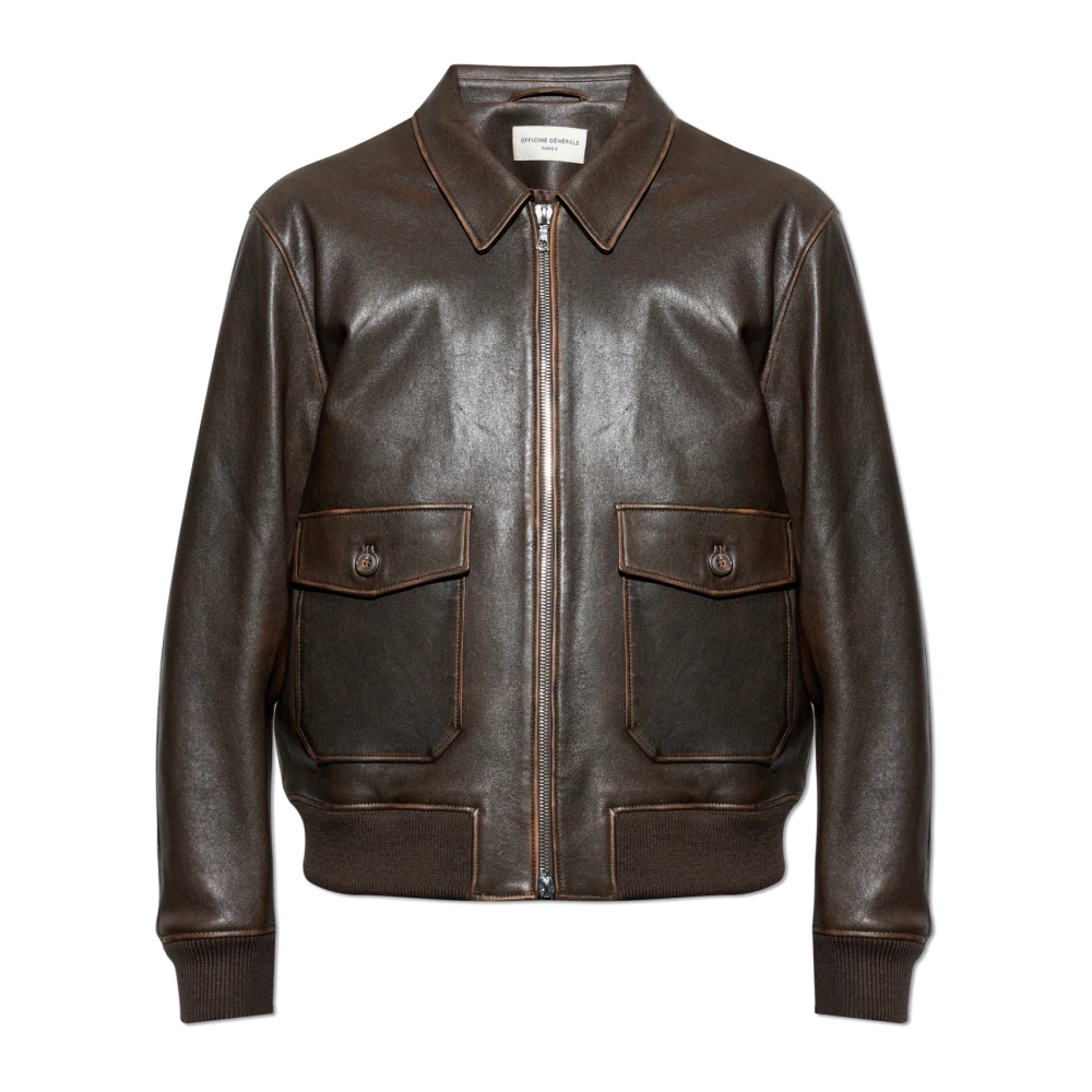 Officine Générale Leren jas Brown Heren