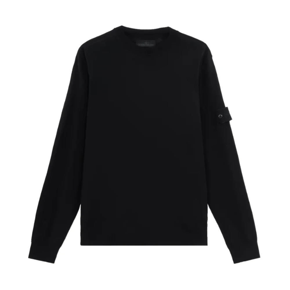 Stone Island Geribbelde trui met ronde hals in zwart Black Heren