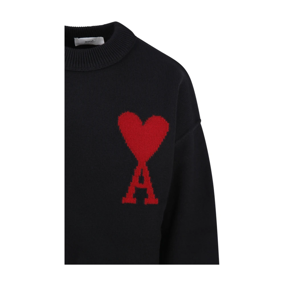 Ami Paris Zwart Rood ADC Sweater Black Dames