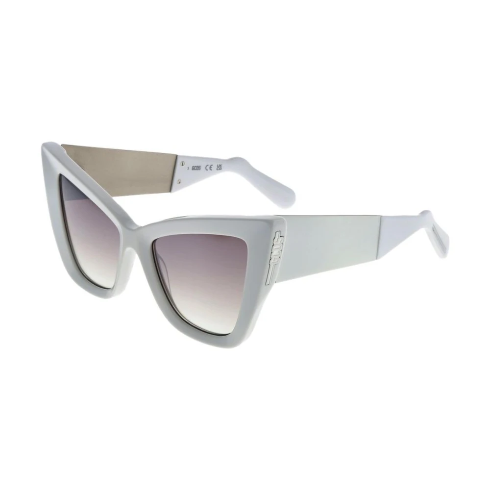 Gcds Women's White Cat Eye Sunglasses With Mirrored Lenses