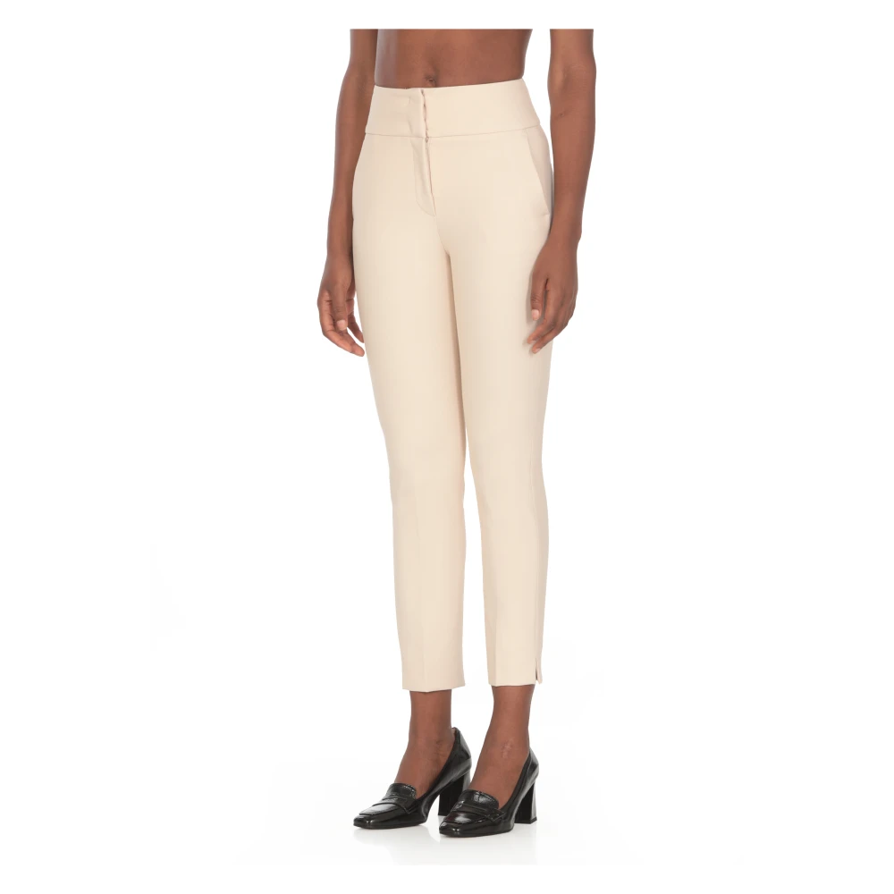 PESERICO Ivoor Katoenmix Broek met Zakken Beige Dames