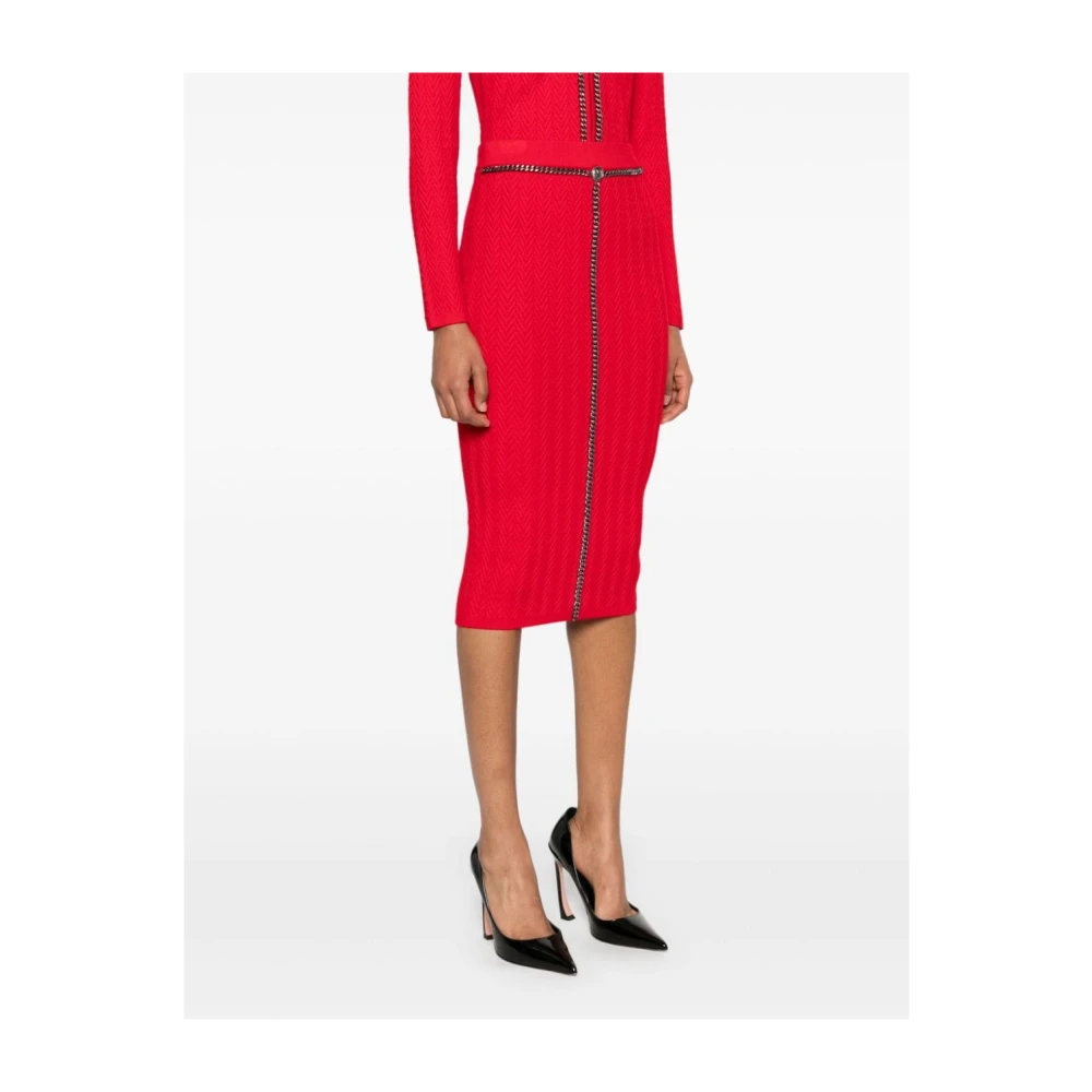 Elisabetta Franchi Karmozijn Herringbone Gebreide Rok Red Dames