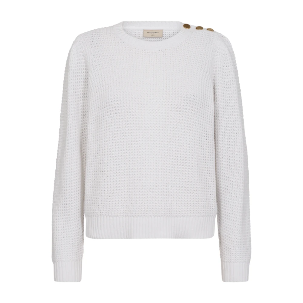 Freequent Off-White Gebreide Trui met Knoopdetail White Dames