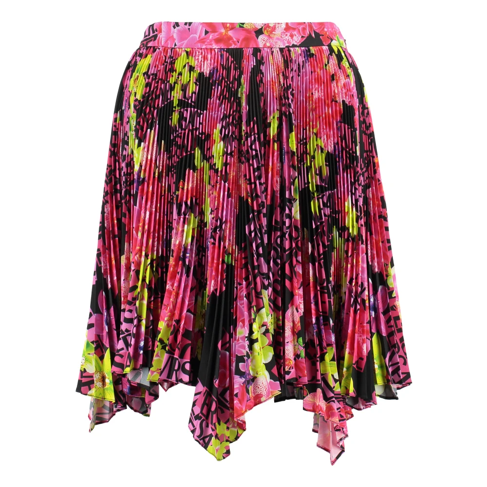Versace Geplooide Rok met Orchideeënprint Multicolor Dames
