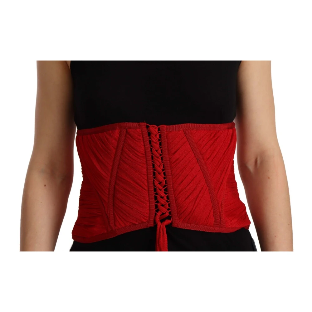 Dolce & Gabbana Women's Red Silk Corset Belt - Authentic