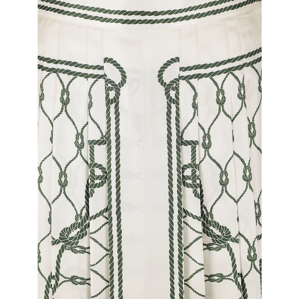 TORY BURCH Gedrukte Geplooide Zijden Rok Green Dames
