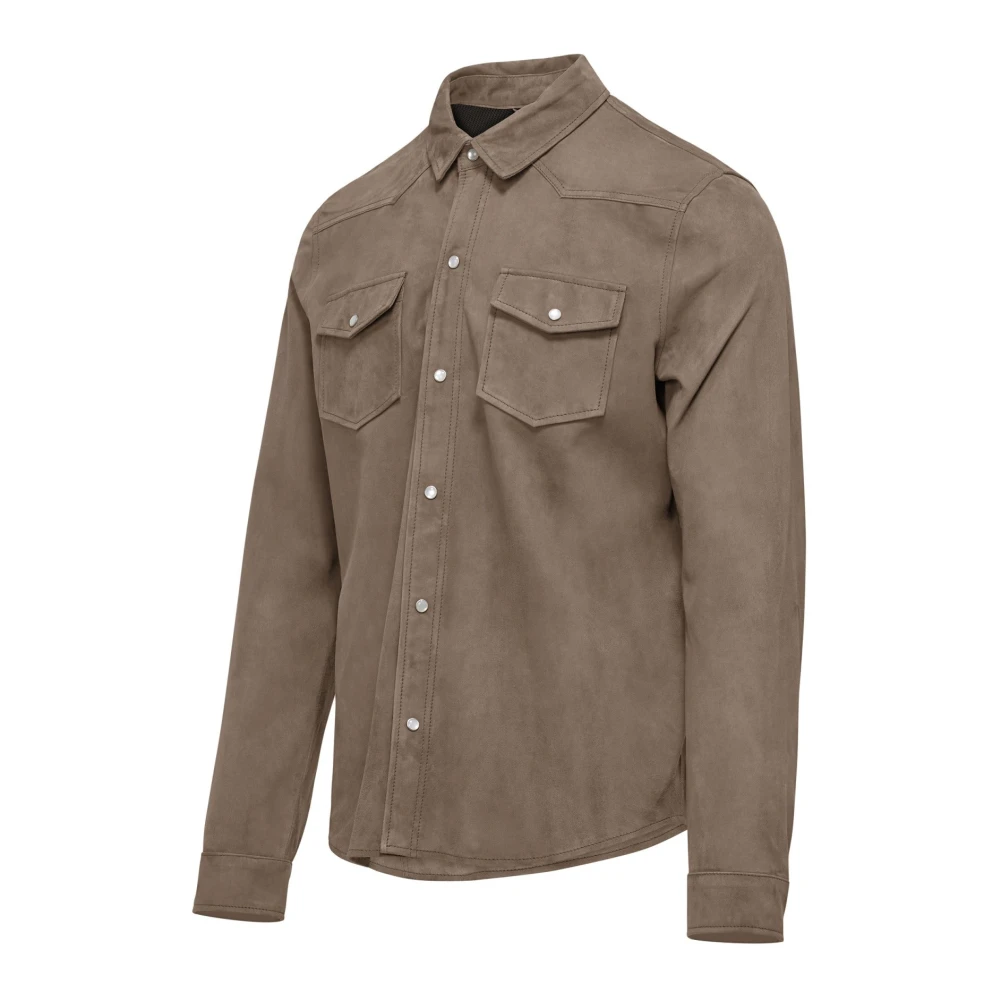 BomBoogie Suede Leren OverhemdJas Gray Heren