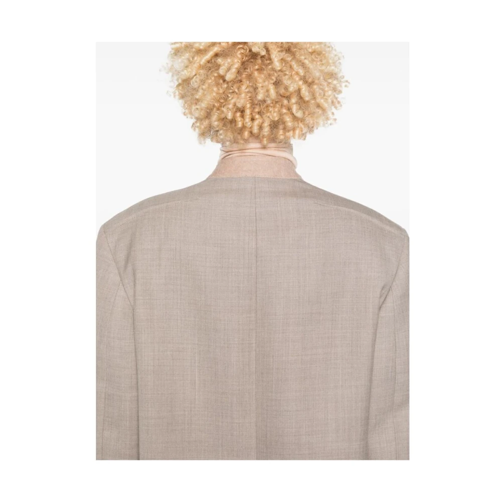 Moschino Taupe Wollen Jas met Splitmanchetten Gray Dames