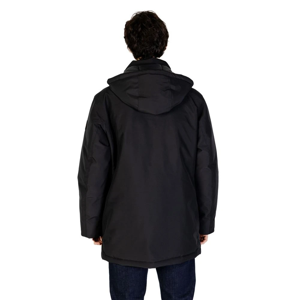 Hugo Boss Zwarte Polyester Jas Herfst Winter Collectie Black Heren