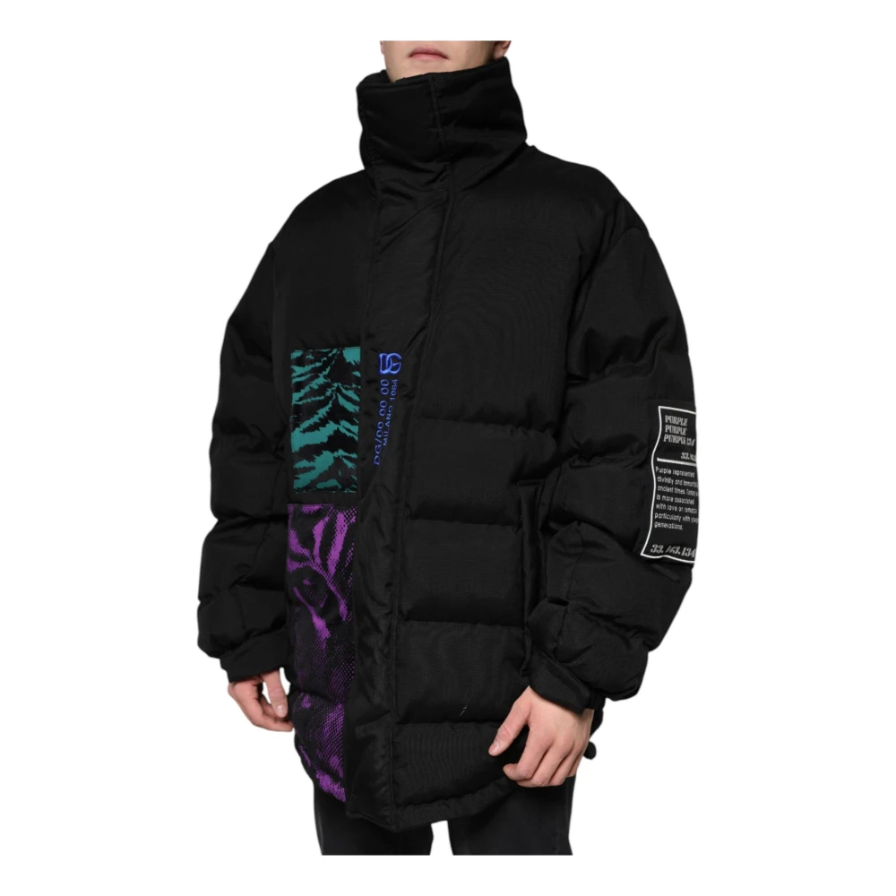 Dolce & Gabbana Zwarte Pufferjas met Logodetails Black Heren