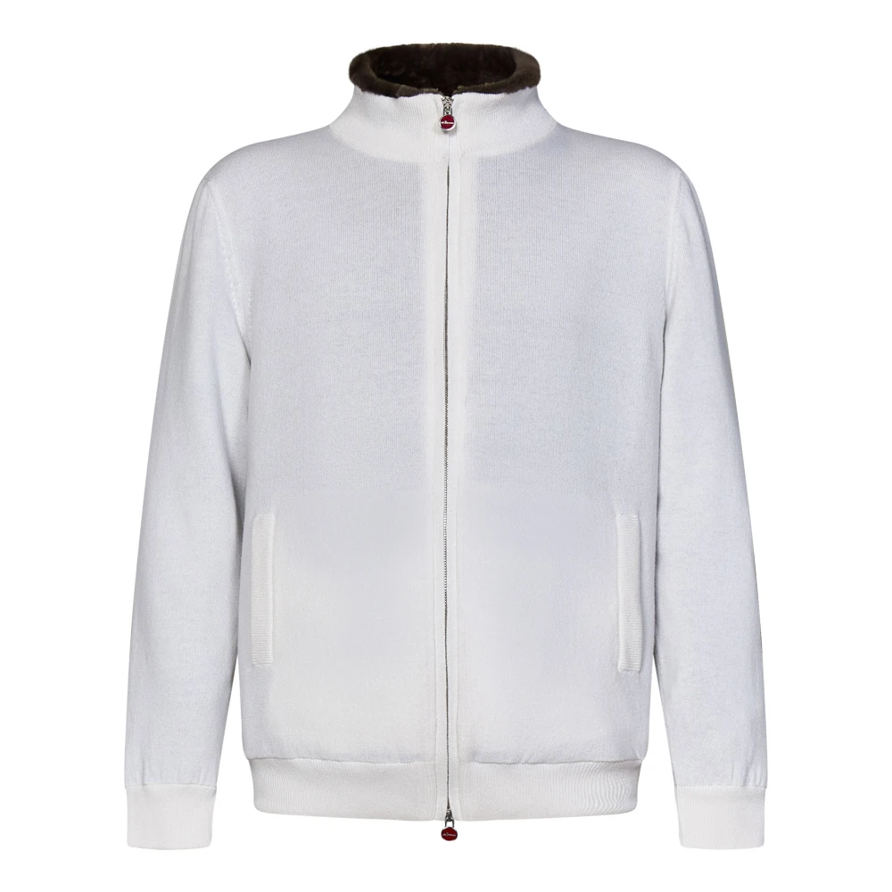 Kiton Luxe Witte Kasjmier Schapenvacht Jas White Heren