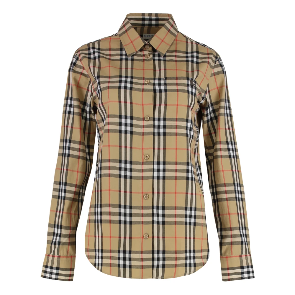 Burberry Women's Beige Check Cotton Poplin Shirt - Shirts - Xs - Blouses & Shirts