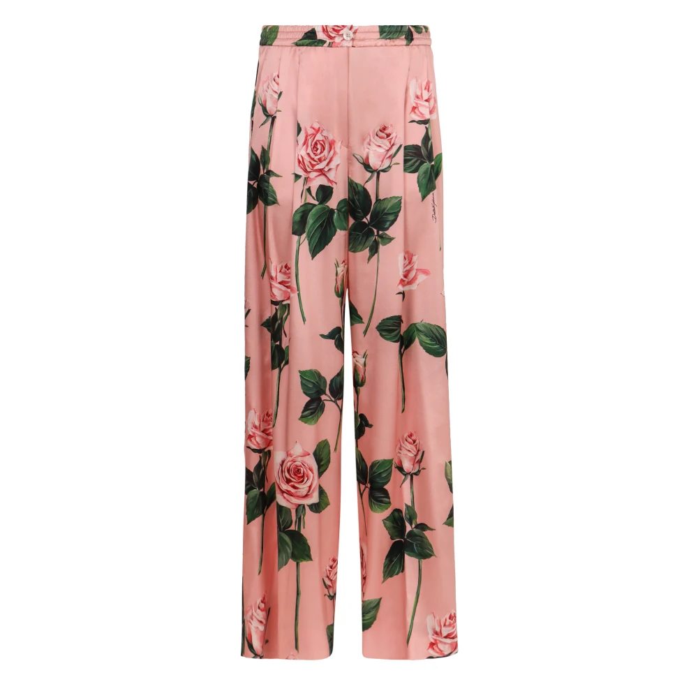 Dolce & Gabbana Bloemenzijden elastische tailleleggings Pink Dames