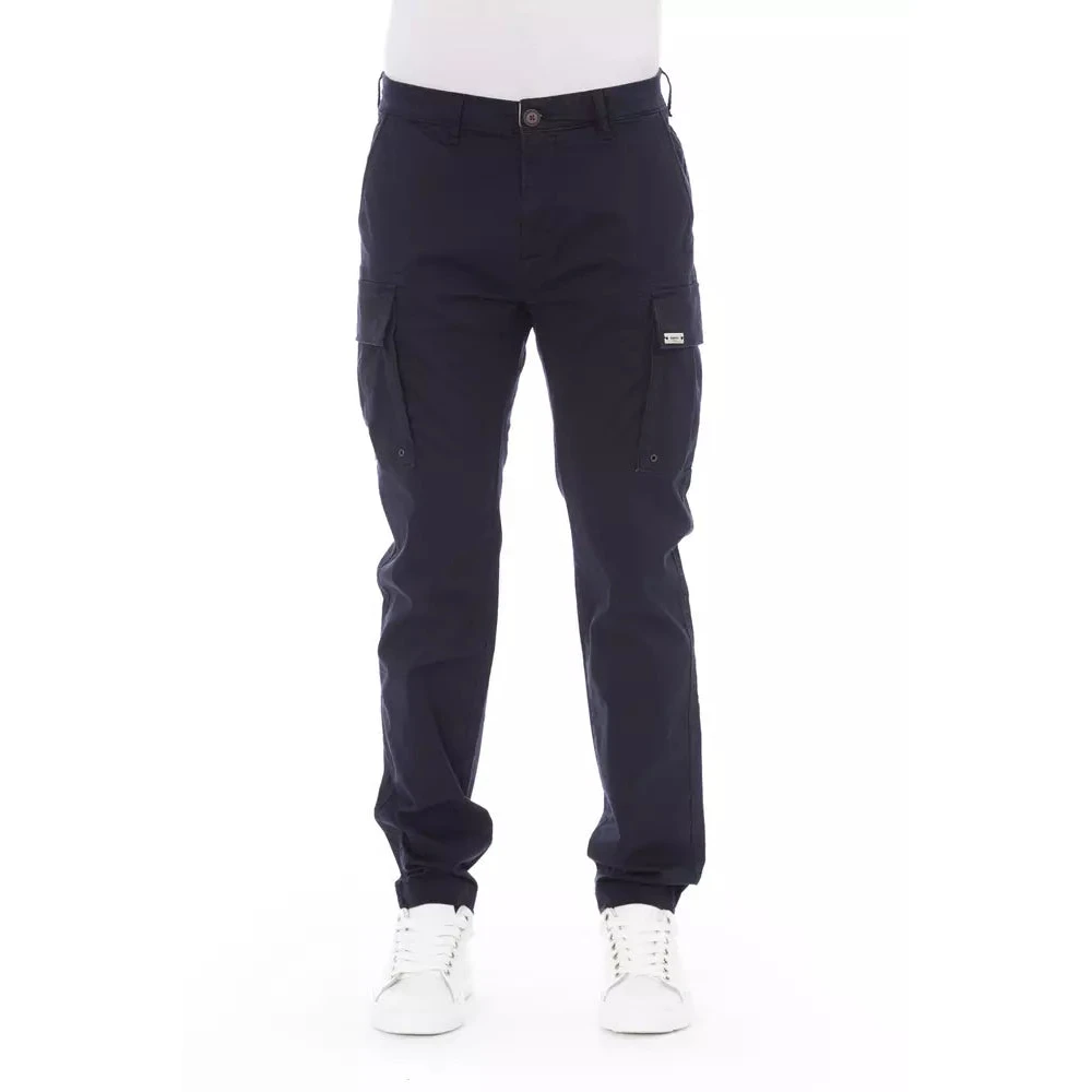 Trendy Blå Bomull Cargo Jeans Bukse