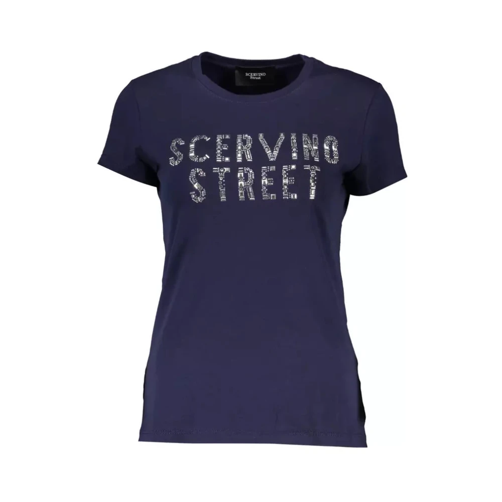 Ermanno Scervino Blauw Glitter Logo T-Shirt Blue Dames