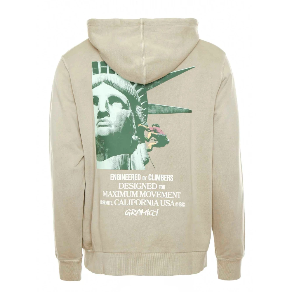 Gramicci Dubbele hoodie met print en kangoeroezak Beige Heren
