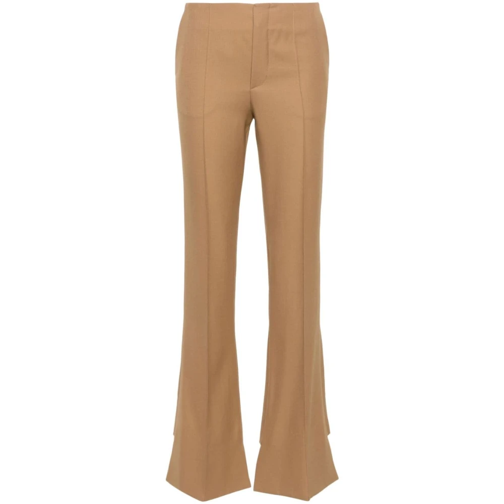 Chloé Beige Wol Bootcut Broek Beige Dames