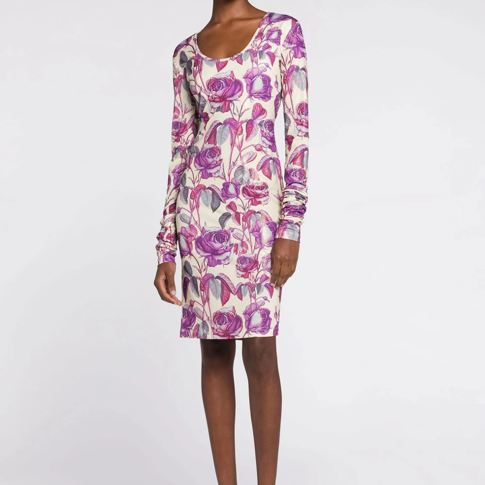 Roberto Cavalli Rose-Print Bodycon Jurk Multicolor Dames