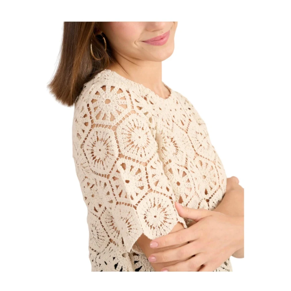 Naf Gehaakte T-shirt in Beige Dames