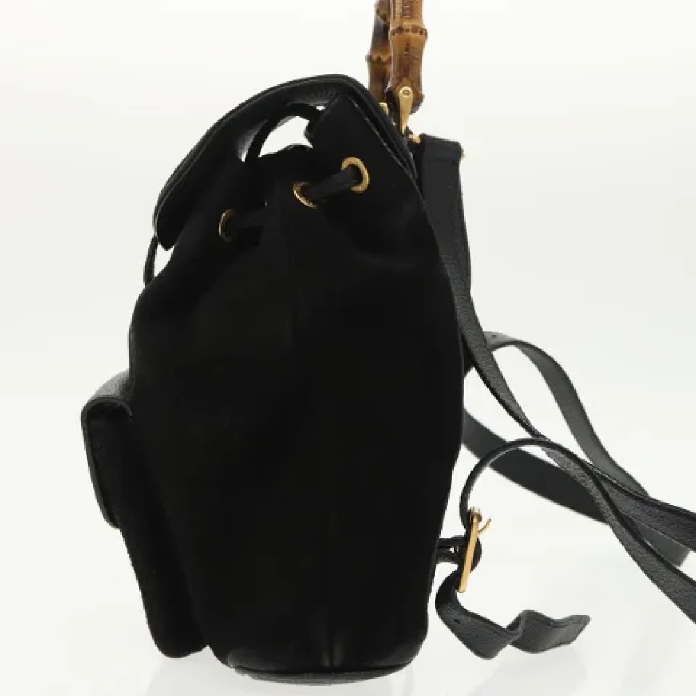 Gucci Vintage Pre-owned Suede backpacks Black Dames
