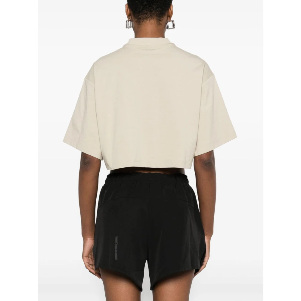 adidas by stella mccartney Logo Print Crew Neck T-shirt Beige Dames