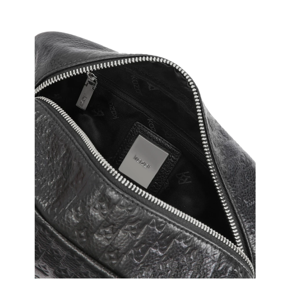 Kazar Zwarte leren cosmetische tas met reliëf monogrammen Black Dames