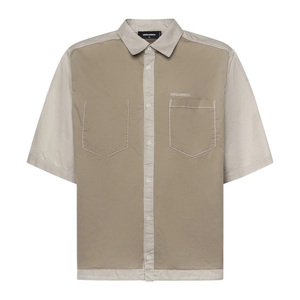 Dsquared2 Men's Beige Short Sleeve Shirts, Xl, Inside Out Short Sleeves Shirt