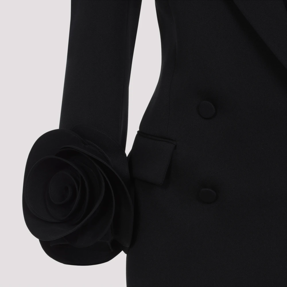 Valentino Elegante Zwarte Wollen Jas Black Dames