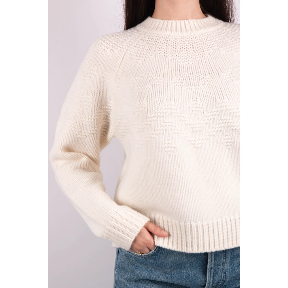 Vince Fair Isle Wol Raglan Trui White Dames