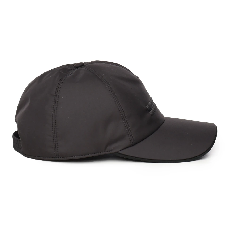 Ermenegildo Zegna Zwarte zonneklep met voorborduursel Black Heren