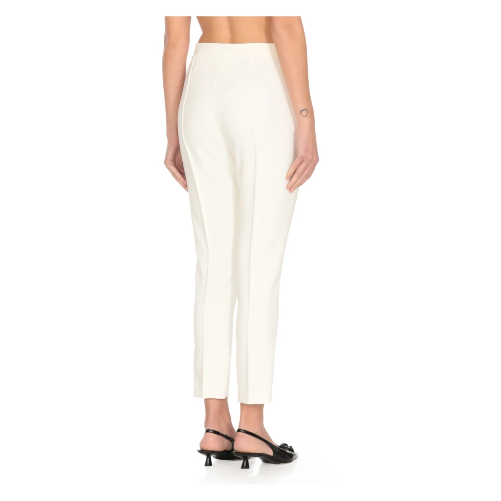 Elisabetta Franchi Ivoor Crêpe Broek met Voorzakken Beige Dames