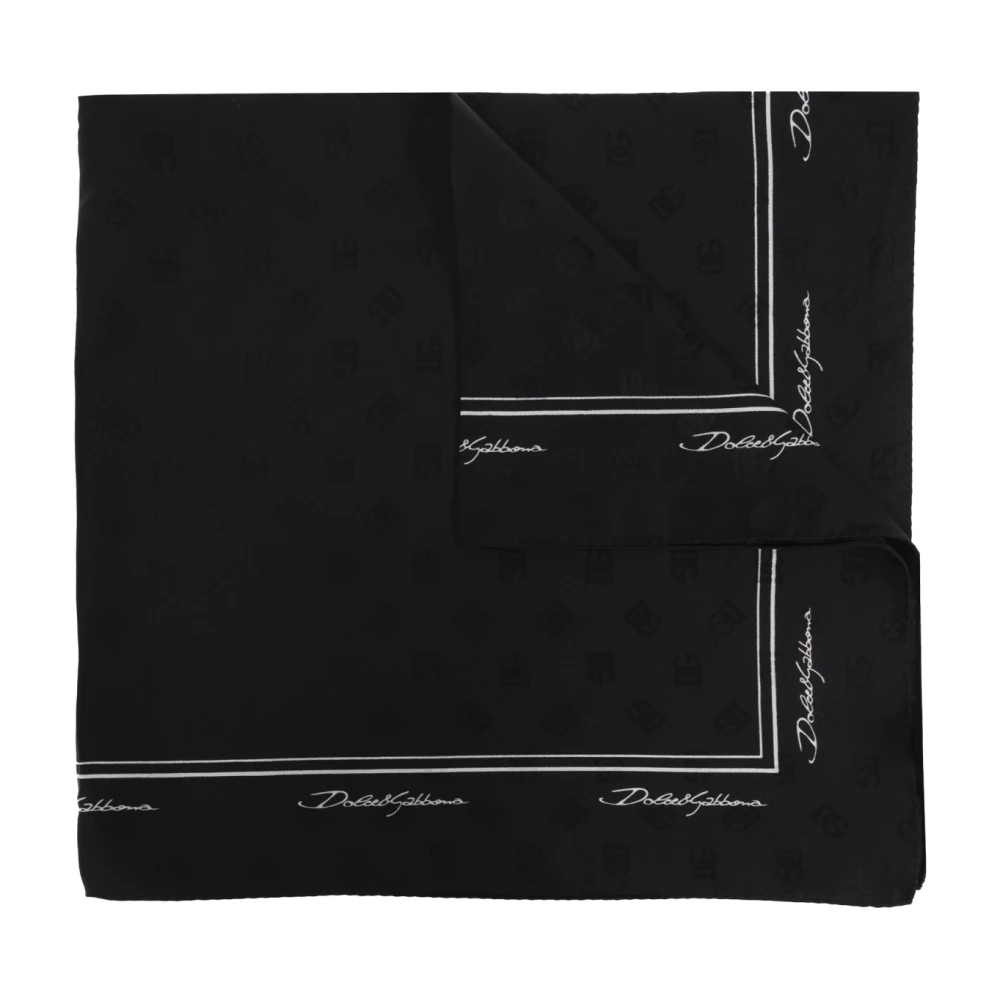 Dolce & Gabbana Zijden sjaal met monogram Black Heren