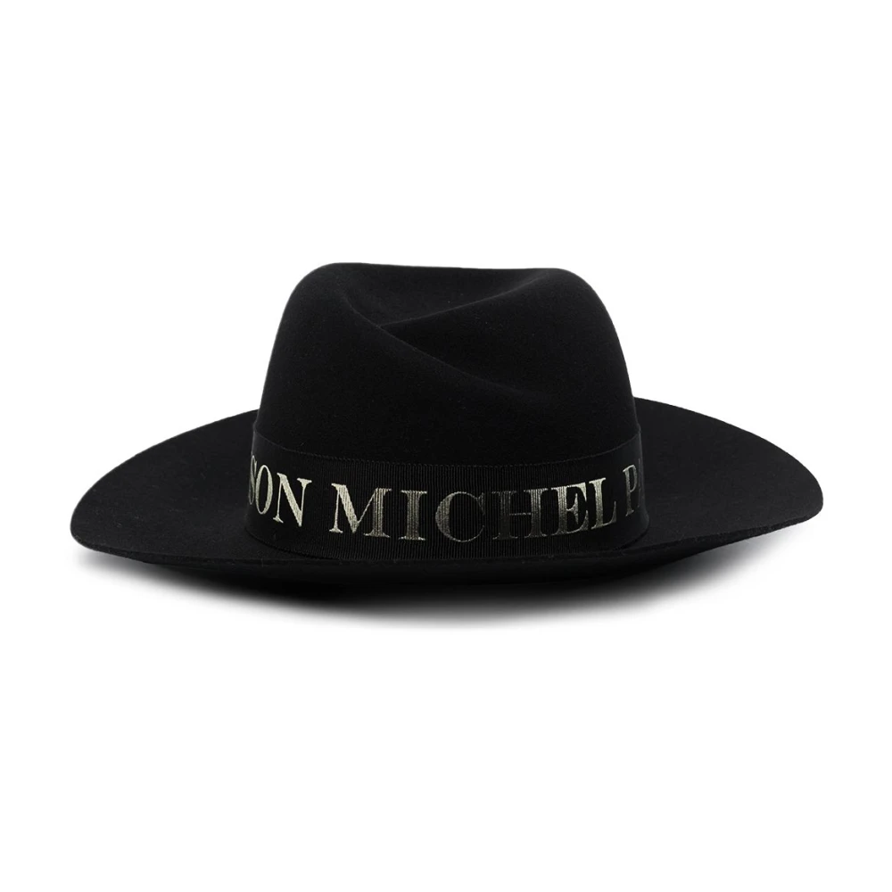 Maison Michel Zwarte hoed met brede rand Black Dames